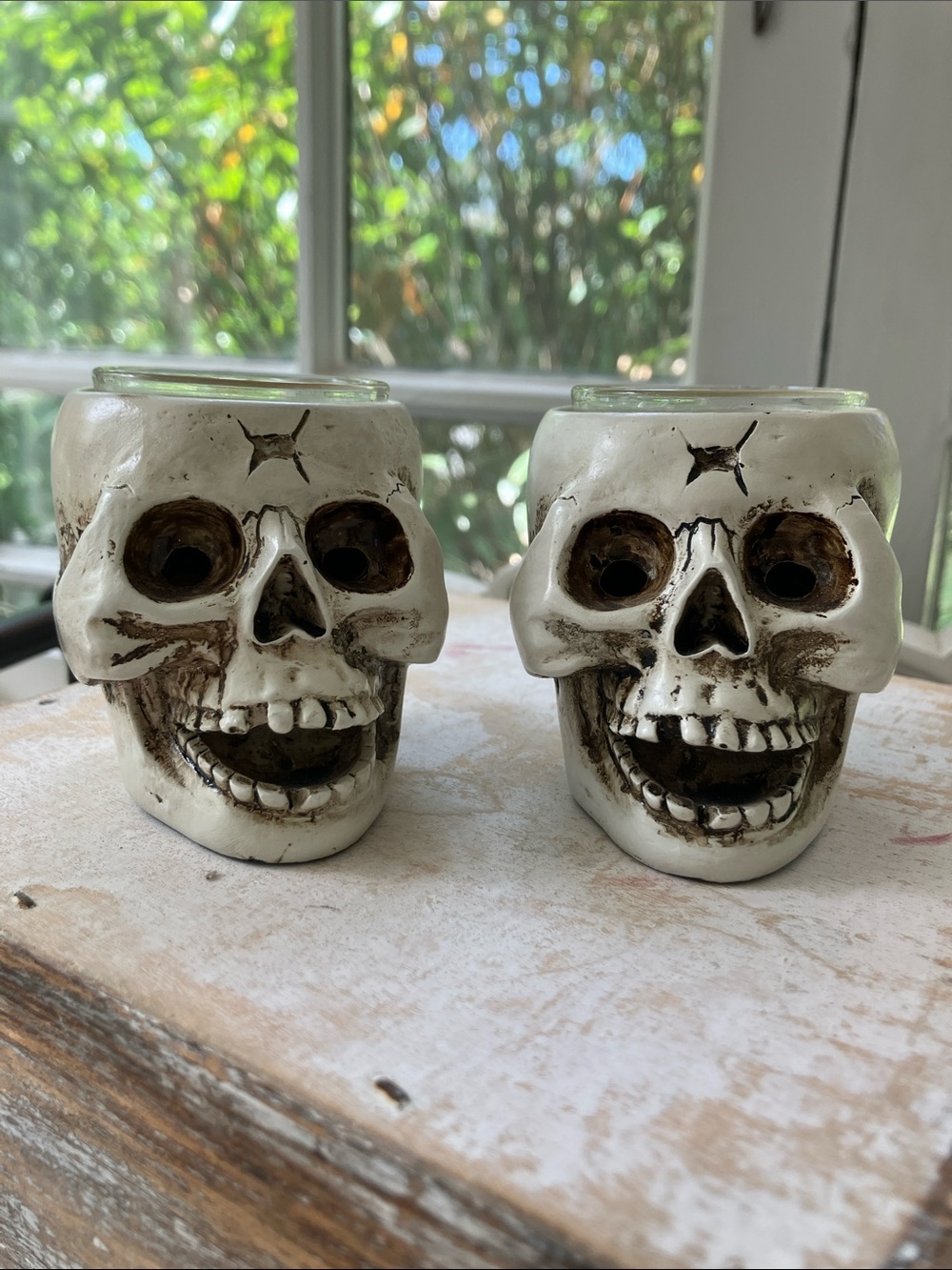 Yankee Candle LED Lighted Skull Tealight Holder - PAIR